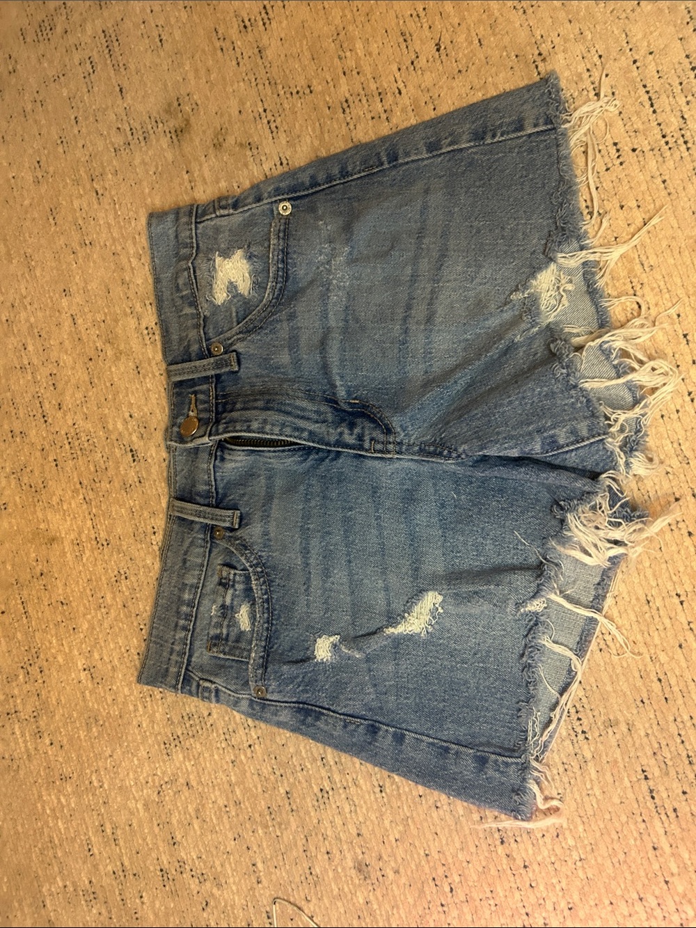 Just USA Distressed Light Blue High-Rise Denim Shorts